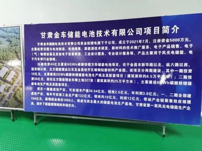 甘肅金車儲(chǔ)能公司加速推進(jìn)8億瓦時(shí)磷酸鐵鋰儲(chǔ)能電池項(xiàng)目，賦能新材料技術(shù)推廣